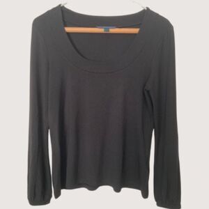 Boden U-neck Long Sleeve Stretch Top Black Size 6